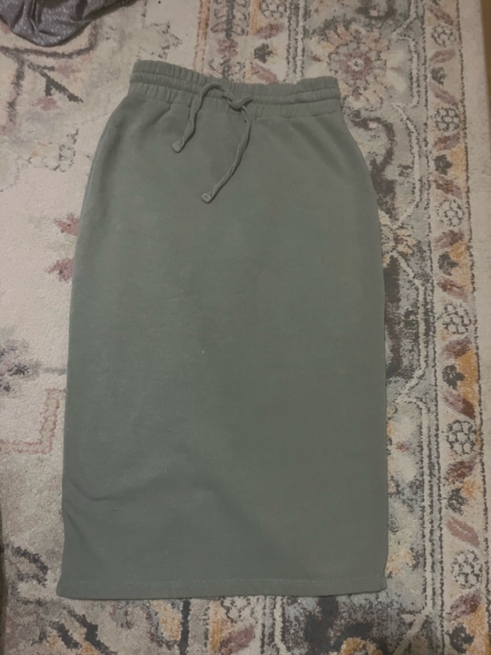 Zara Drawstring Waist Midi Skirt - Greenish grey